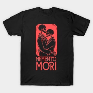 Memento Mori  Red Skeleton Kiss T-shirt T-Shirt